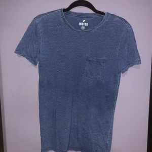 American Eagle Faded Denim Polka Dot shirt